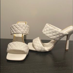 White double strap mules